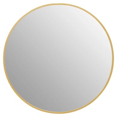 Avento Small Round Wall Mirror In Gold Iron Frame