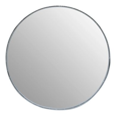 Avento Large Round Wall Mirror In Silver Iron Frame