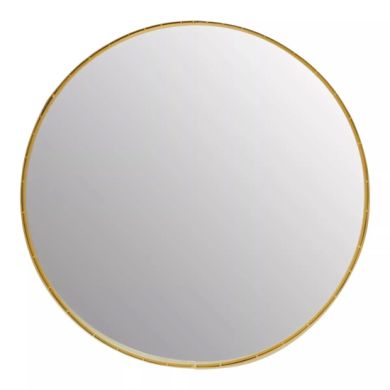 Avento Large Round Wall Mirror In Gold Iron Frame