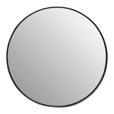 Avento Large Round Wall Mirror In Black Iron Frame