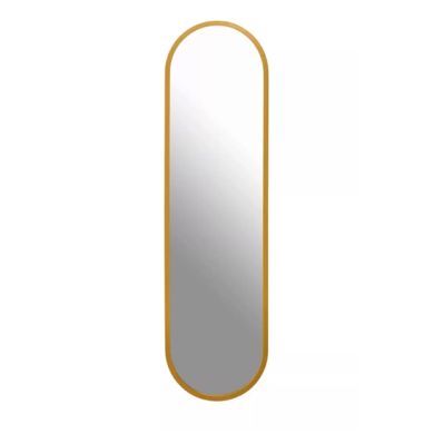 Avento Rounded Edge Wall Mirror In Gold Iron Frame