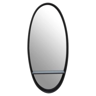 Avento Oval Wall Mirror In Black Iron Frame