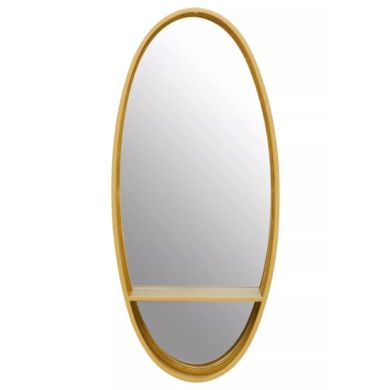 Avento Oval Wall Mirror In Gold Iron Frame