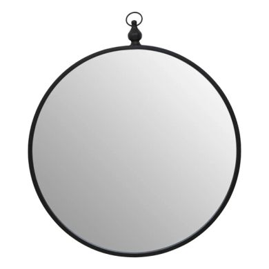 Avento Wall Mirror With Circular Hook In Black Iron Frame