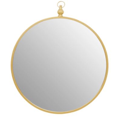 Avento Wall Mirror With Circular Hook In Gold Iron Frame