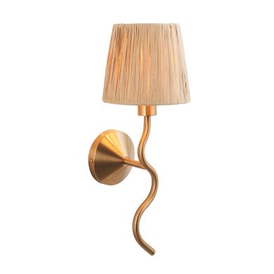 Wriggle Raffia Shade Wall Light In Brushed Aged Brass