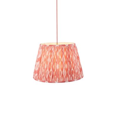 Eltham And Ikat 40cm Coral Pink Shade Ceiling Light With Red Colour Braided Cable