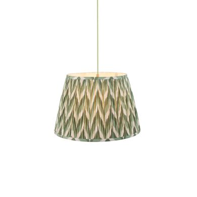 Eltham And Zigzag 40cm Cotswold Green Shade Ceiling Light With Green Colour Braided Cable