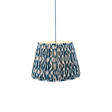Eltham And Ikat 40cm Marlin Blue Shade Ceiling Light With Blue Colour Braided Cable