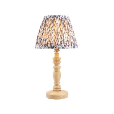 Bibury And Leaf 20cm Pearl Grey Fabric Shade Table Lamp In Natural Ash