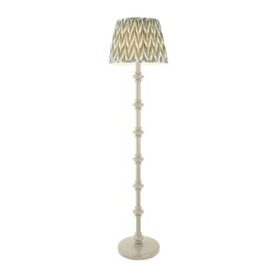 Carnaby And Zigzag 40cm Cotswold Green Shade Floor Lamp Satin Almond White Base