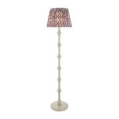 Carnaby And Ikat 40cm Pearl Grey Shade Floor Lamp With Satin Almond White Base