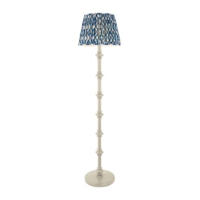 Carnaby And Ikat 40cm Marlin Blue Shade Floor Lamp With Satin Almond White Base