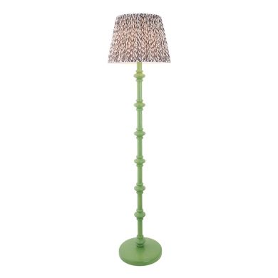 Carnaby And Leaf 40cm Pearl Grey Shade Floor Lamp With Satin Cotswold Green Base