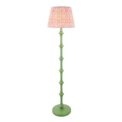 Carnaby And Ripple 40cm Coral Pink Shade Floor Lamp With Satin Cotswold Green Base