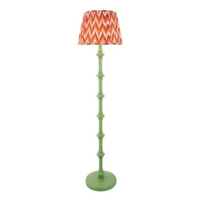 Carnaby And Zigzag 40cm Apricot Orange Shade Floor Lamp Satin Cotswold Green Base