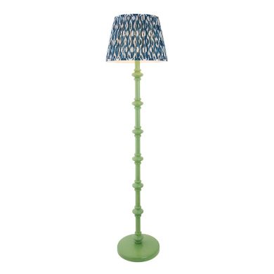 Carnaby And Ikat 40cm Marlin Blue Shade Floor Lamp With Satin Cotswold Green Base