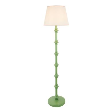 Carnaby And Ivy 40cm Vintage White Shade Floor Lamp With Satin Cotswold Green Base