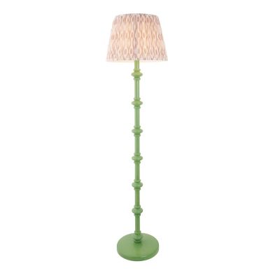 Carnaby And Ikat 40cm Neutral Shade Floor Lamp With Satin Cotswold Green Base