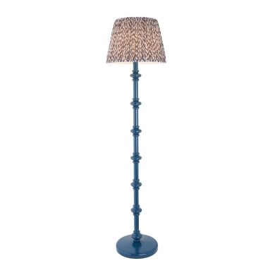Carnaby And Leaf 40cm Pearl Grey Shade Floor Lamp With Satin Marlin Blue Base