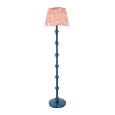Carnaby And Ripple 40cm Coral Pink Shade Floor Lamp With Satin Marlin Blue Base