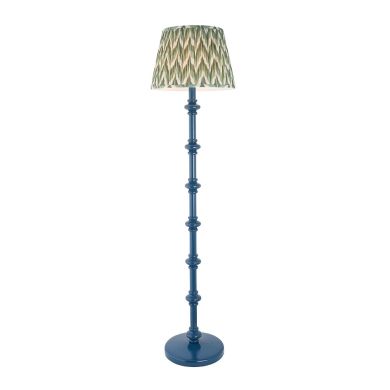 Carnaby And Zigzag 40cm Cotswold Green Shade Floor Lamp Satin Marlin Blue Base