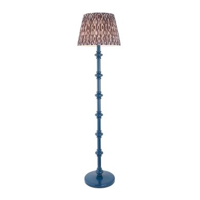 Carnaby And Ikat 40cm Pearl Grey Shade Floor Lamp With Satin Marlin Blue Base