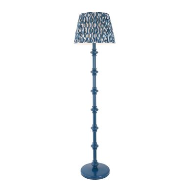 Carnaby And Ikat 40cm Marlin Blue Shade Floor Lamp With Satin Marlin Blue Base