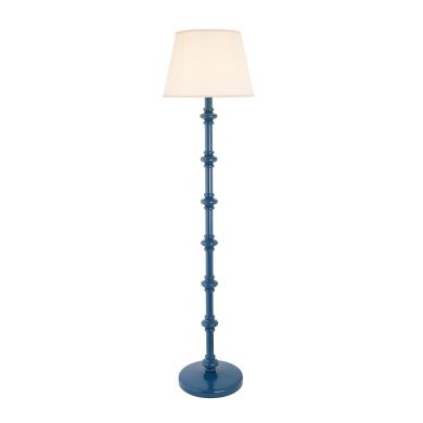 Carnaby And Ivy 40cm Vintage White Shade Floor Lamp With Satin Marlin Blue Base