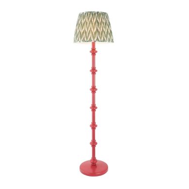 Carnaby And Zigzag 40cm Cotswold Green Shade Floor Lamp Satin Pink Clay Base