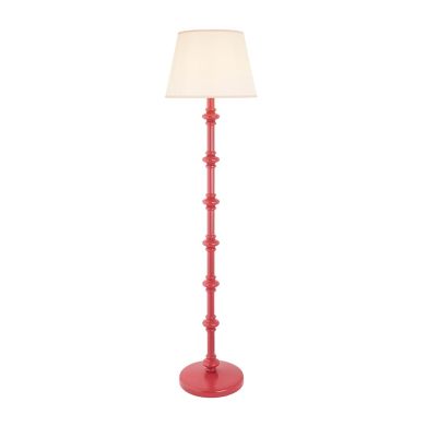 Carnaby And Ivy 40cm Vintage White Shade Floor Lamp With Satin Pink Clay Base