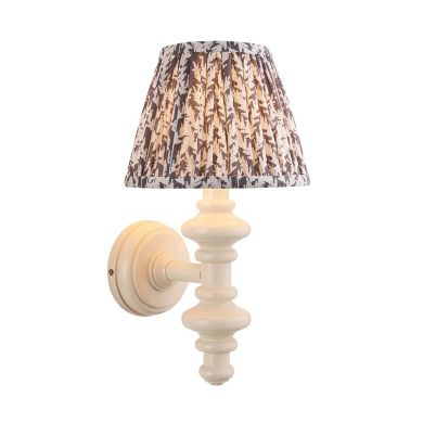 Carnaby And Leaf 20cm Pearl Grey Shade Wall Light With Satin Almond White Base