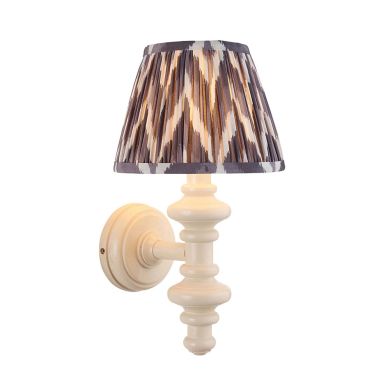 Carnaby And Zigzag 20cm Pearl Grey Shade Wall Light Satin Almond White Base