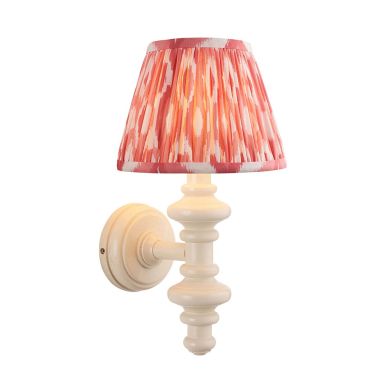 Carnaby And Ikat 20cm Coral Pink Shade Wall Light With Satin Almond White Base