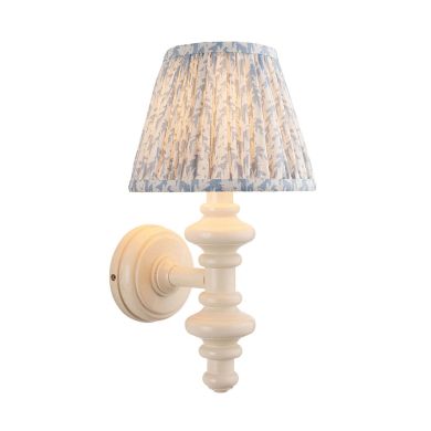 Carnaby And Leaf 20cm Shell Bay Blue Shade Wall Light With Satin Almond White Base