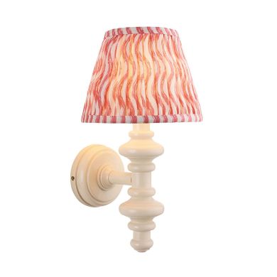 Carnaby And Ripple 20cm Coral Pink Shade Wall Light With Satin Almond White Base