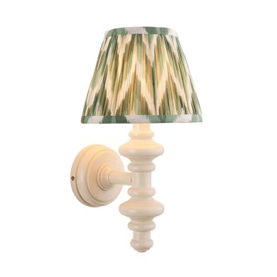 Carnaby And Zigzag 20cm Cotswold Green Shade Wall Light Satin Almond White Base