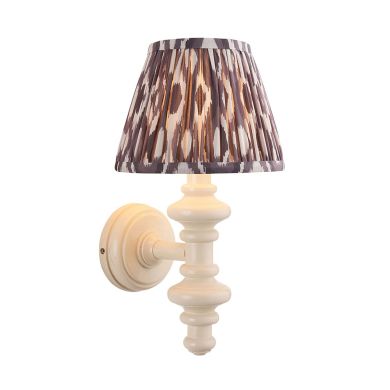 Carnaby And Ikat 20cm Pearl Grey Shade Wall Light With Satin Almond White Base