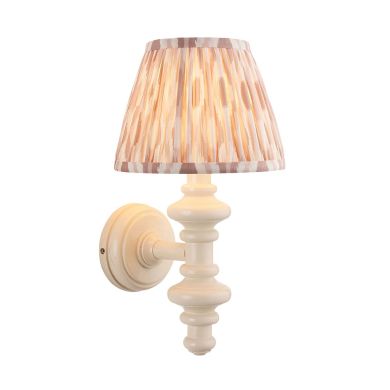 Carnaby And Ikat 20cm Neutral Shade Wall Light With Satin Almond White Base