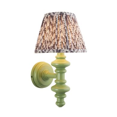 Carnaby And Leaf 20cm Pearl Grey Shade Wall Light With Satin Cotswold Green Base