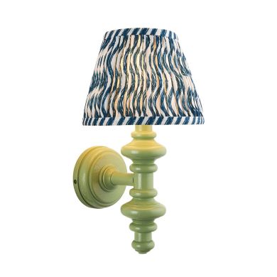 Carnaby And Ripple 20cm Marlin Blue Shade Wall Light With Satin Cotswold Green Base