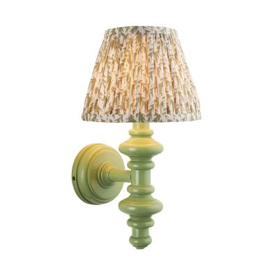 Carnaby And Leaf 20cm Herb Garden Green Shade Wall Light With Satin Cotswold Green Base