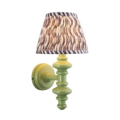 Carnaby And Ripple 20cm Pearl Grey Shade Wall Light With Satin Cotswold Green Base