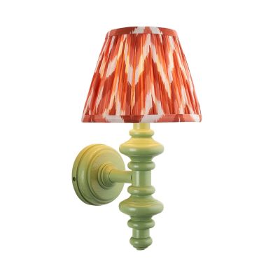 Carnaby And Zigzag 20cm Apricot Orange Shade Wall Light Satin Cotswold Green Base
