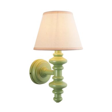 Carnaby And Ivy 20cm Vintage White Shade Wall Light With Satin Cotswold Green Base