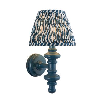 Carnaby And Ripple 20cm Marlin Blue Shade Wall Light With Satin Marlin Blue Base