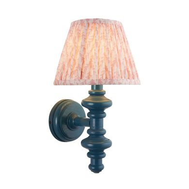 Carnaby And Leaf 20cm Peachy Keen Shade Wall Light With Satin Marlin Blue Base