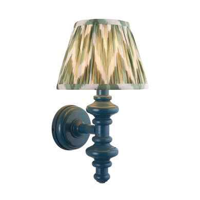Carnaby And Zigzag 20cm Cotswold Green Shade Wall Light Satin Marlin Blue Base