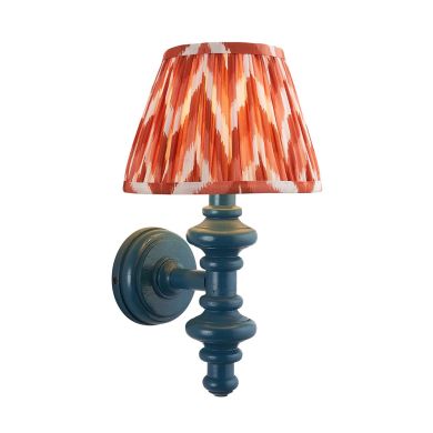 Carnaby And Zigzag 20cm Apricot Orange Shade Wall Light Satin Marlin Blue Base