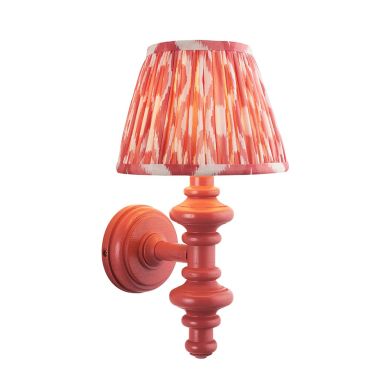 Carnaby And Ikat 20cm Coral Pink Shade Wall Light With Satin Pink Clay Base